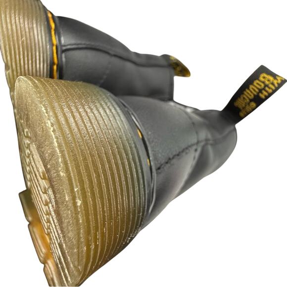 DR. MARTENS Jr. 1460 Black Softy Leather Lace Up & Side Zip Classic Iconic Boots - Picture 11 of 13